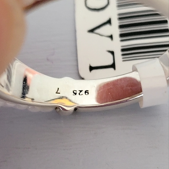 LAGOS SS White Ceramic Diamond Stacking Band Ring 7 - Picture 9 of 11